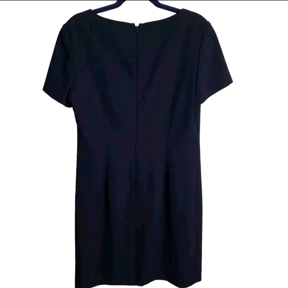 Talbots Quiet Luxury Navy Sheath Dress Subtle Embroidery Beading Size 10 - Picture 2 of 5
